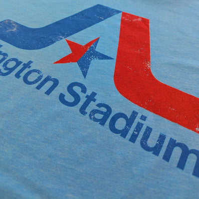 Arlington Stadium Texas T-Shirt Detail Right Light Blue
