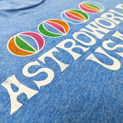 Astroworld Amusement Park Houston Texas T-Shirt Detail Left Royal Blue