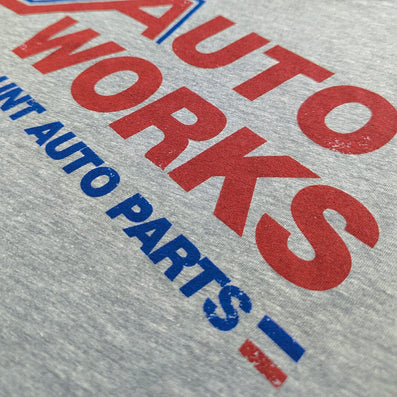 Auto Works Discount Auto Parts Stores Michigan T-Shirt Detail Right Light Gray