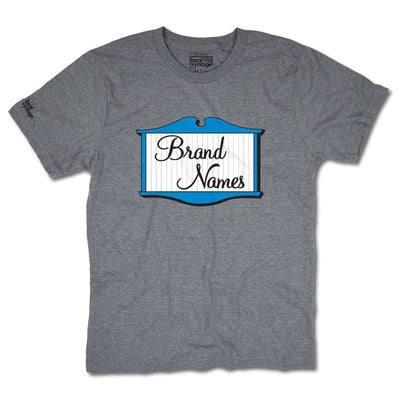 Brand Names Department Stores Buffalo Upstate New York T-Shirt Front Gray
