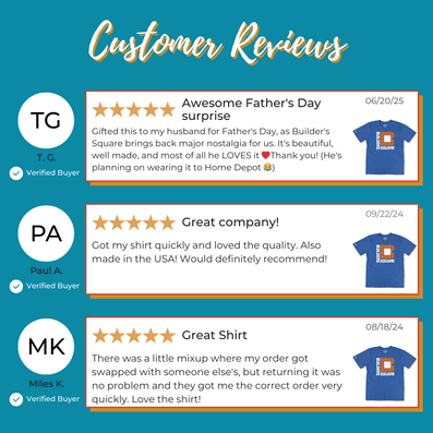 Builders Square Home Improvement Stores T-Shirt Reviews Bright Blue