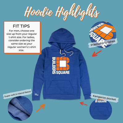 Builders Square Hoodie Highlights Cobalt Blue