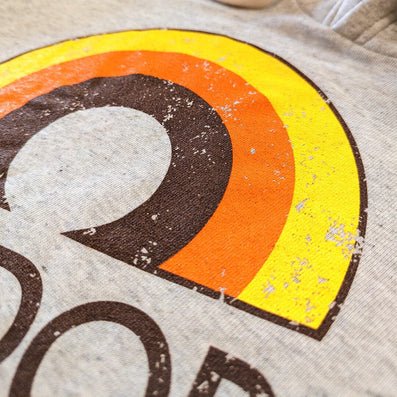 Caldor Discount Department Store Hoodie Detail Rainbow Light Gray