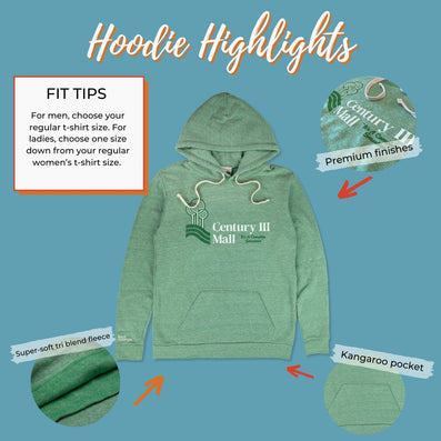 Century III Mall Hoodie Highlights Faded Green