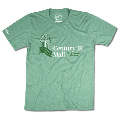 Century III Mall West Mifflin Pittsburgh Pennsylvania T-Shirt Front Faded Green