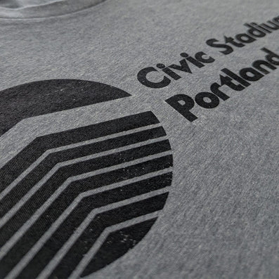 Civic Stadium Portland Oregon T-Shirt Detail Left Gray