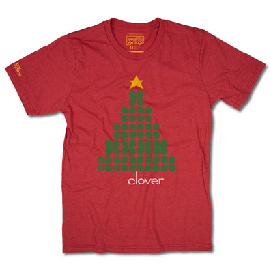 Clover Christmas Tree T-Shirt Front Red