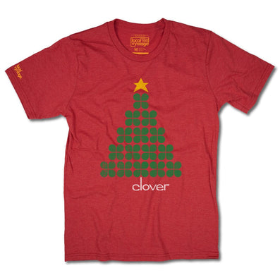 Clover Christmas Tree T-Shirt Front Red