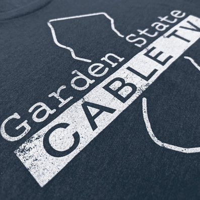 Garden State Cable TV New Jersey T-Shirt Detail Left Dark Blue