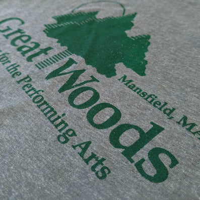 Great Woods Mansfield Massachusetts T-Shirt Detail Right Gray