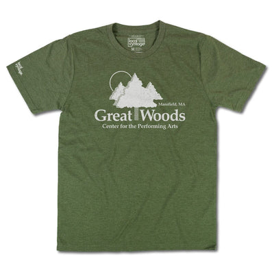 Great Woods Mansfield Massachusetts T-Shirt Front Forest Green