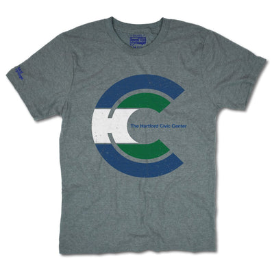 Hartford Civic Center Connecticut T-Shirt Front Grey With Blue