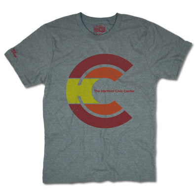Hartford Civic Center Connecticut T-Shirt Front Grey With Red