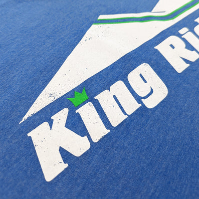 King Ridge Ski Area New London New Hampshire T-Shirt Detail Left Bright Blue