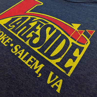 Lakeside Park Amusement Park Roanoke Salem Virginia T-Shirt Detail Right Dark Blue