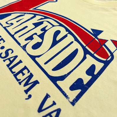 Lakeside Amusement Park Salem Roanoke Virginia T-Shirt Detail Right Faded Yellow