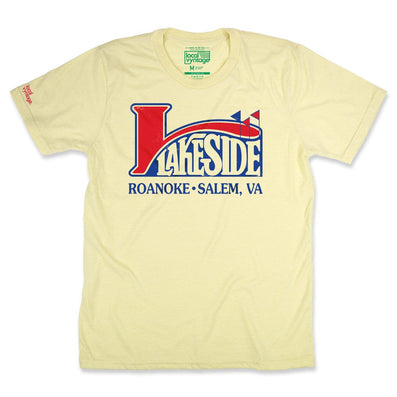 Lakeside Amusement Park Salem Roanoke Virginia T-Shirt Front Faded Yellow
