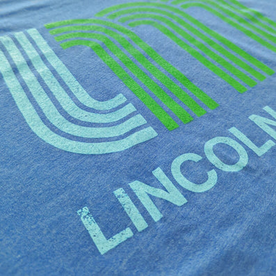 Lincoln Mall Chicago Illinois T-Shirt Detail Left Royal Blue