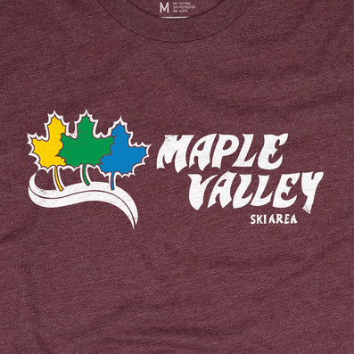 Maple Valley Ski Area Dummerston Vermont T-Shirt Graphic Burgundy
