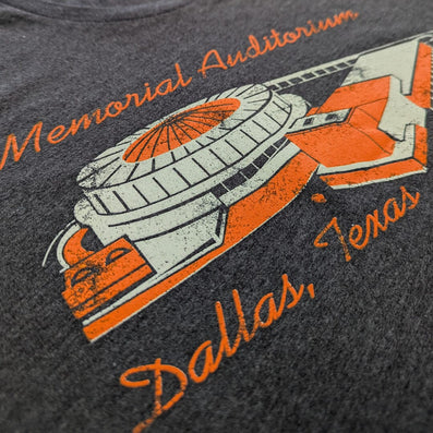 Memorial Auditorium Dallas Texas T-Shirt Detail Left Dark Gray