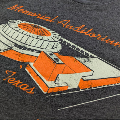 Memorial Auditorium Dallas Texas T-Shirt Detail Right Dark Gray