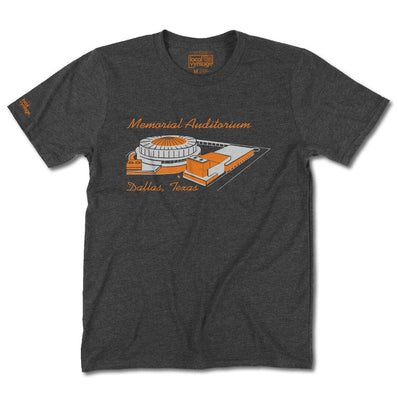 Memorial Auditorium Dallas Texas T-Shirt Front Dark Gray