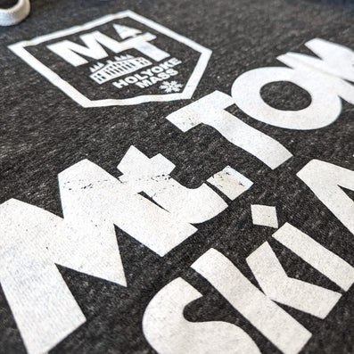 Mt. Tom Holyoke Massachusetts Hoodie Detail Left Dark Gray