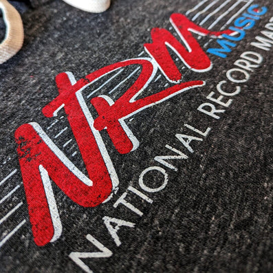 NRM Music National Record Mart Hoodie Detail Left Dark Gray