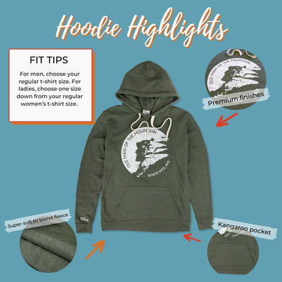 Old Man Of The Mountain New Hampshire Hoodie Highlights Forest Green