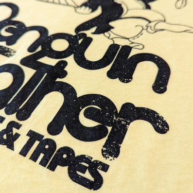 Penguin Feather Records And Tapes T-Shirt Detail Right Faded Yellow