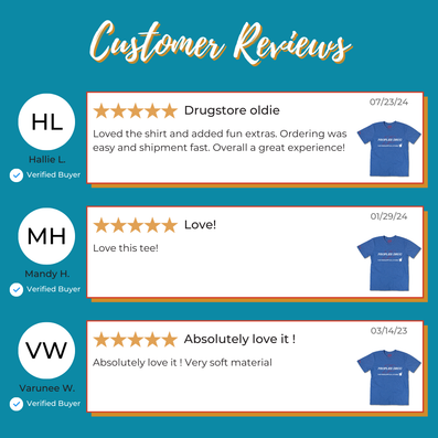 People's Drug T-Shirt Reviews Bright Blue