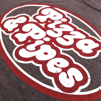 Pizza & Pipes T-Shirt Detail Right Dark Brown