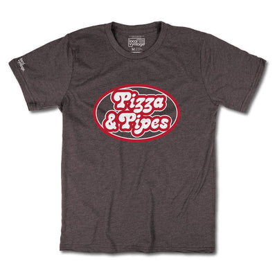 Pizza & Pipes T-Shirt Front Dark Brown