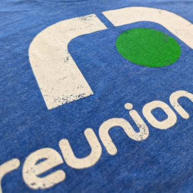Reunion Arena Dallas Texas T-Shirt Detail Left Bright Blue