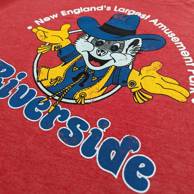 Riverside Amusement Park Agawam Massachusetts T-Shirt Detail Right Red