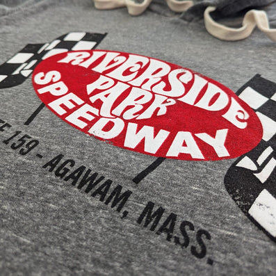 Riverside Speedway Agawam Massachusetts Hoodie Detail Right Gray
