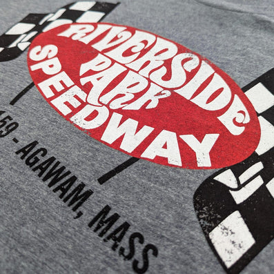 Riverside Speedway Agawam Massachusetts T-Shirt Detail Right Gray