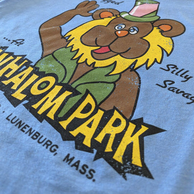 Silly Savage Whalom Park Lunenburg Massachusetts T-Shirt Detail Right Light Blue