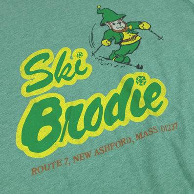 Ski Brodie New Ashford Massachusetts T-Shirt Detail Faded Green