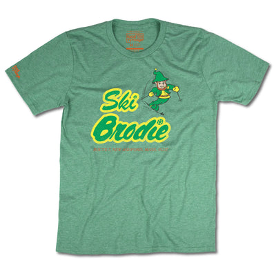 Ski Brodie New Ashford Massachusetts T-Shirt Front Faded Green