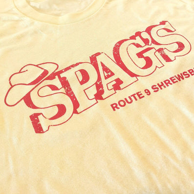 Spag's Massachusetts T-Shirt Detail Faded Yellow