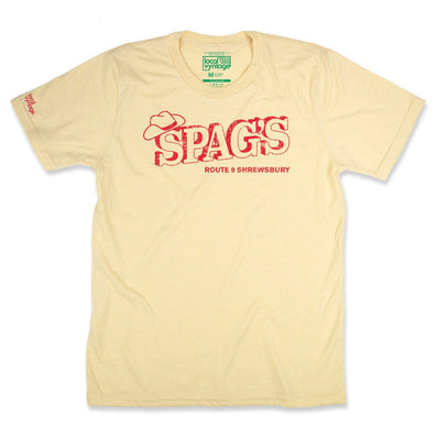 Spag's Massachusetts T-Shirt Front Faded Yellow