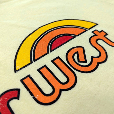 Sports West Sporting Goods Stores T-Shirt Detail Rainbow Faded Yellow