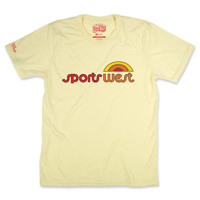 Sports West Sporting Goods Stores T-Shirt Front Faded Yellow