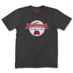 Strawberries Records And Tapes T-Shirt Front Dark Gray