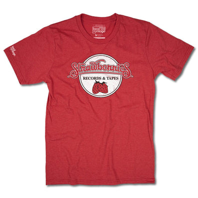 Strawberries Records And Tapes T-Shirt Front Red