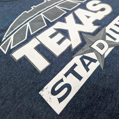 Texas Stadium Dallas Texas T-Shirt Detail Left Dark Blue