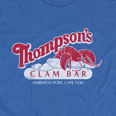 Thompson's Clam Bar Harwich Port Cape Cod Massachusetts T-Shirt Graphic Bright Blue