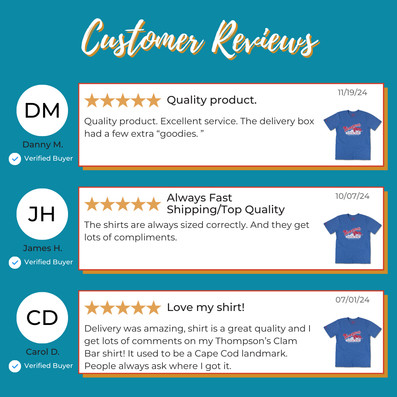 Thompson's Clam Bar Cape Cod Massachusetts T-Shirt Reviews Bright Blue