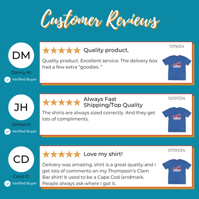 Thompson's Clam Bar Cape Cod Massachusetts T-Shirt Reviews Bright Blue